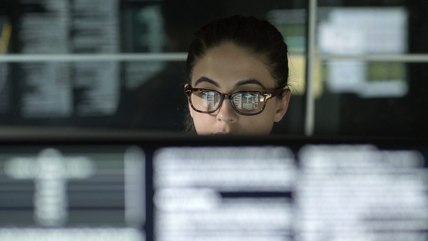 Woman looking at a screen